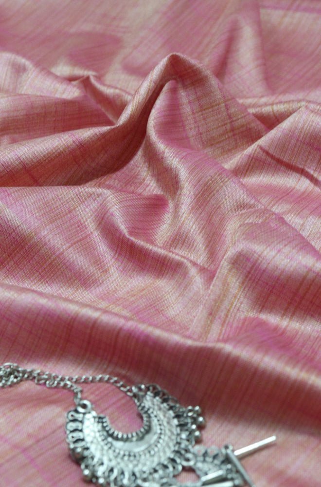 Pink Plain Pure Linen Silk Fabric ( 1 Mtr )