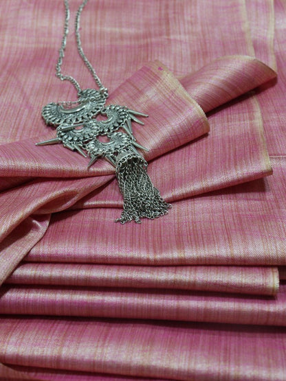 Pink Plain Pure Linen Silk Fabric ( 1 Mtr ) - Luxurion World