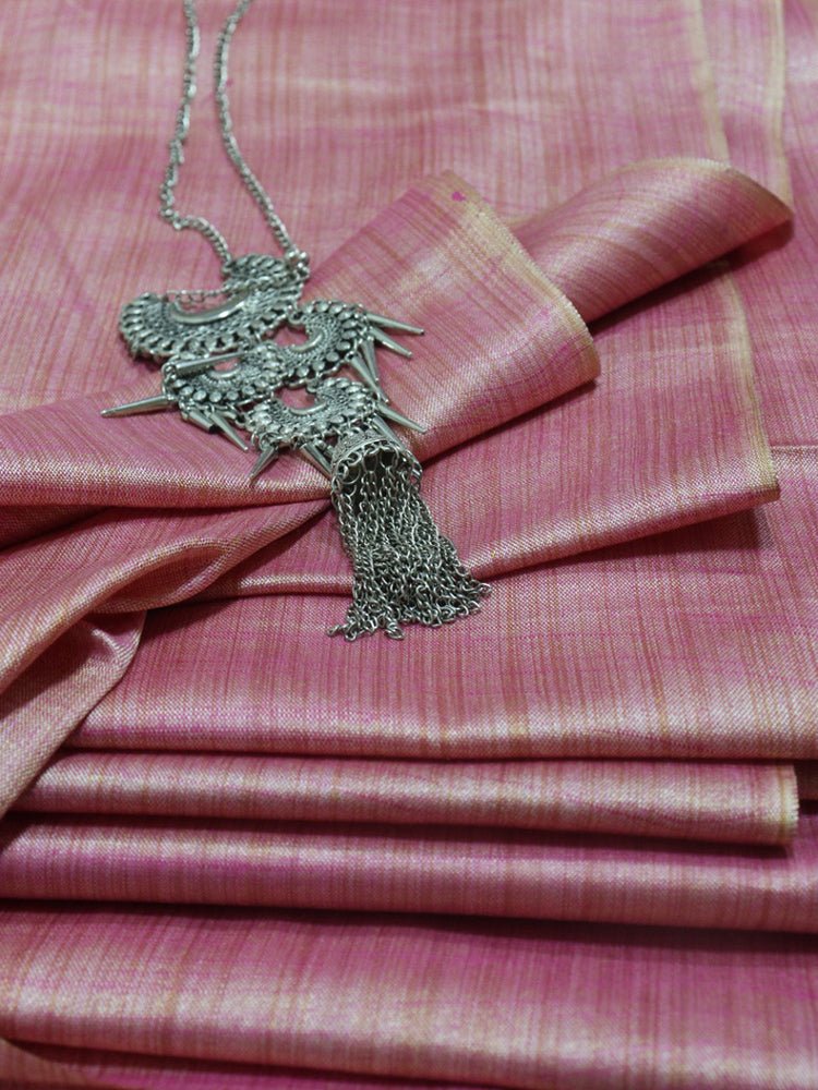 Pink Plain Pure Linen Silk Fabric ( 1 Mtr ) - Luxurion World
