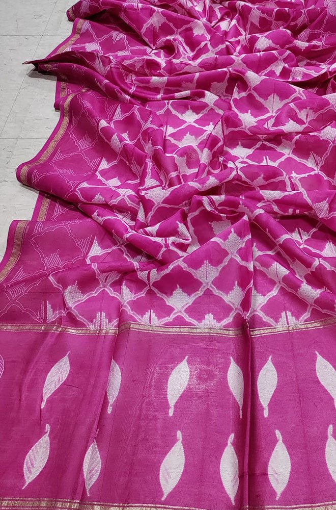 Pink Shibori Cotton Silk Dupatta - Luxurion World
