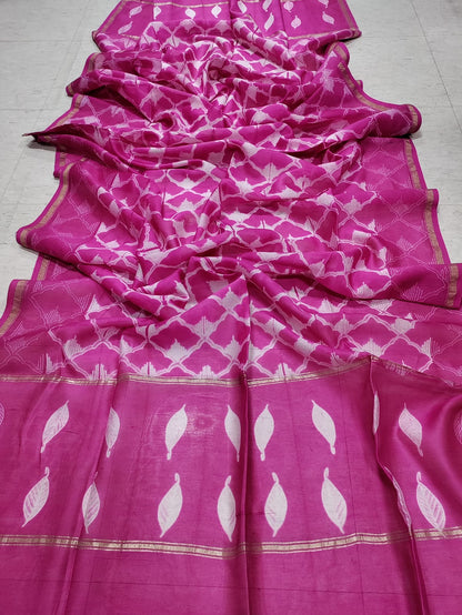 Pink Shibori Cotton Silk Dupatta