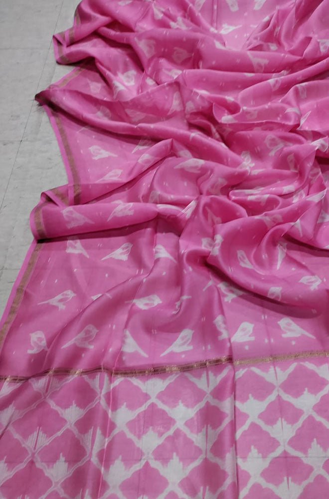 Pink Shibori Cotton Silk Dupatta - Luxurion World