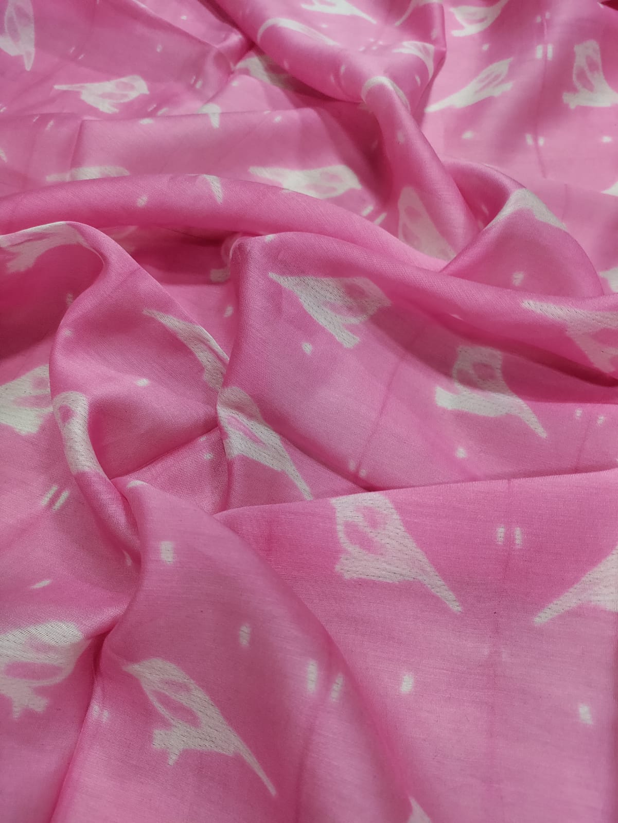 Pink Shibori Cotton Silk Fabric ( 2.5 Mtrs ) - Luxurion World