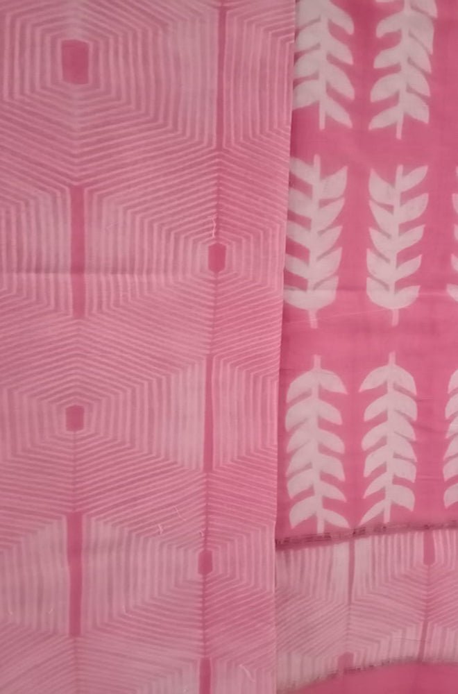 Pink Shibori Cotton Silk Two Piece Unstitched Suit Set - Luxurion World