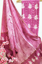Pink Shibori Cotton Silk Two Piece Unstitched Suit Set - Luxurion World
