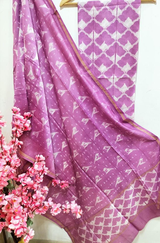 Pink Shibori Cotton Silk Two Piece Unstitched Suit Set - Luxurion World