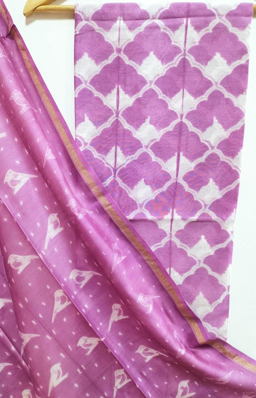 Pink Shibori Cotton Silk Two Piece Unstitched Suit Set - Luxurion World