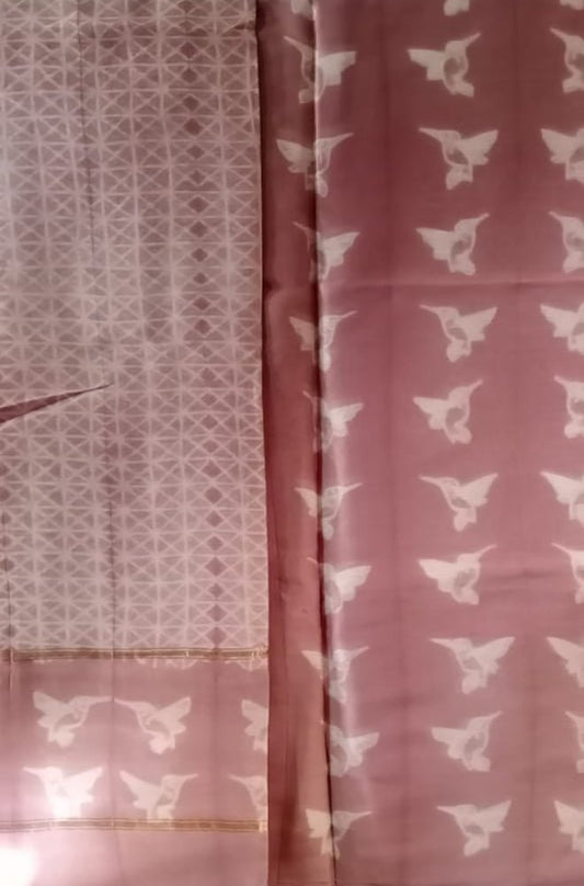 Pink Shibori Cotton Silk Two Piece Unstitched Suit Set - Luxurion World