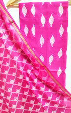 Pink Shibori Cotton Silk Two Piece Unstitched Suit Set - Luxurion World