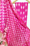 Pink Shibori Cotton Silk Two Piece Unstitched Suit Set - Luxurion World