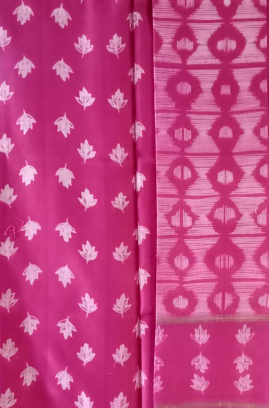 Pink Shibori Cotton Silk Two Piece Unstitched Suit Set - Luxurion World