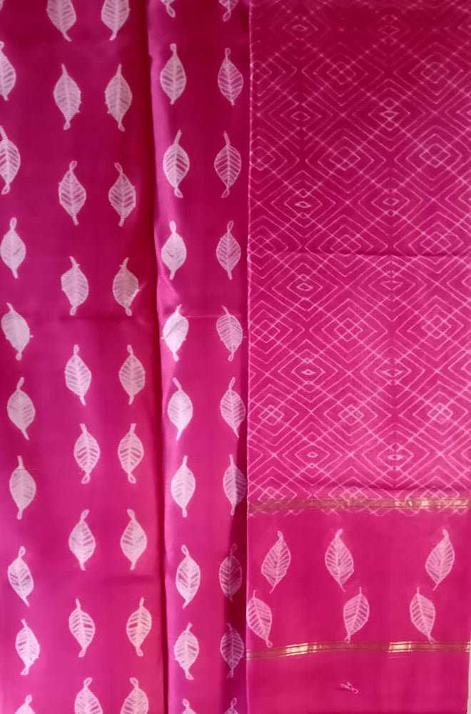 Pink Shibori Cotton Silk Two Piece Unstitched Suit Set Luxurionworld
