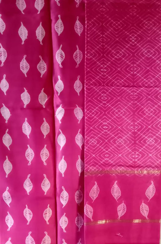 Pink Shibori Cotton Silk Two Piece Unstitched Suit Set - Luxurion World