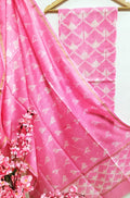 Pink Shibori Cotton Silk Two Piece Unstitched Suit Set - Luxurion World