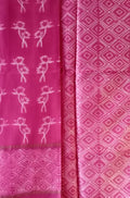 Pink Shibori Cotton Silk Two Piece Unstitched Suit Set - Luxurion World