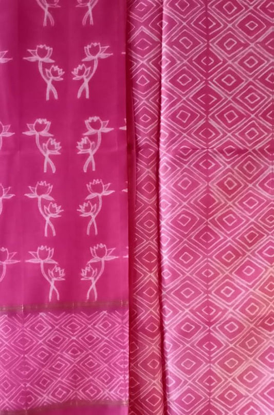 Pink Shibori Cotton Silk Two Piece Unstitched Suit Set - Luxurion World