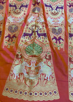 Pink Shot Banarasi Pure Katan Silk Unstitched Lehenga Set - Luxurion World