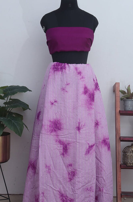 Pink Trendy Cotton Silk Tie & Dye Lehenga With Satin Silk Blouse Piece Fabric - Luxurion World