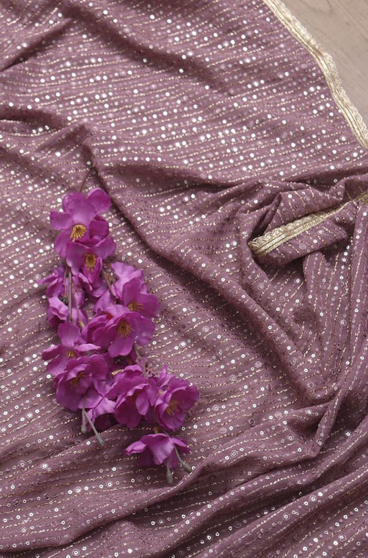 Pink Trendy Georgette Sequins Work Dupatta - Luxurion World