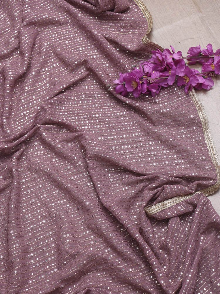 Pink Trendy Georgette Sequins Work Dupatta - Luxurion World