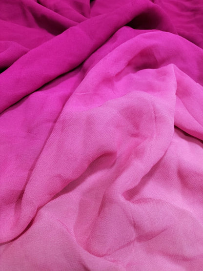 Pink Trendy Georgette Shaded Fabric  ( 1 Mtr )