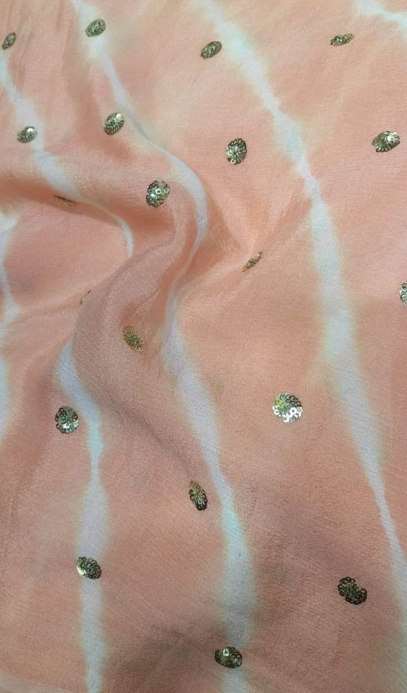 Pink Trendy Modal Silk Sequins Work Fabric (  1 Mtr )