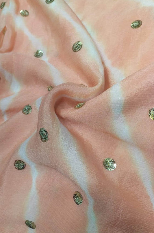 Pink Trendy Modal Silk Sequins Work Fabric (  1 Mtr ) - Luxurion World