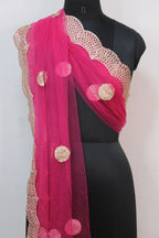 Pink Trendy Net Gota Work Dupatta - Luxurion World