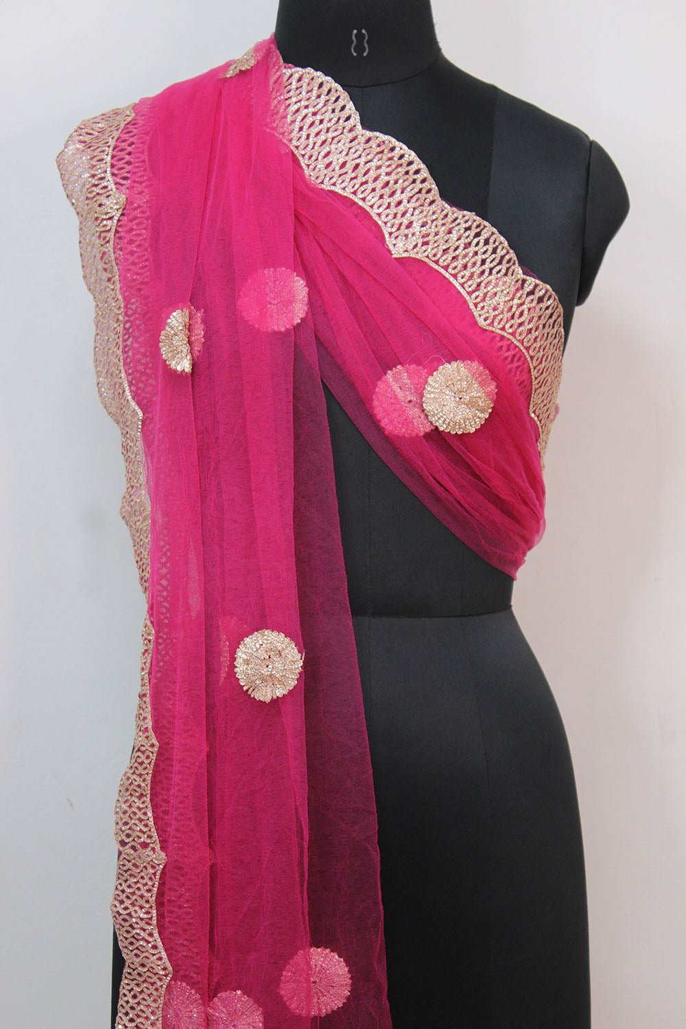 Pink Trendy Net Gota Work Dupatta - Luxurion World