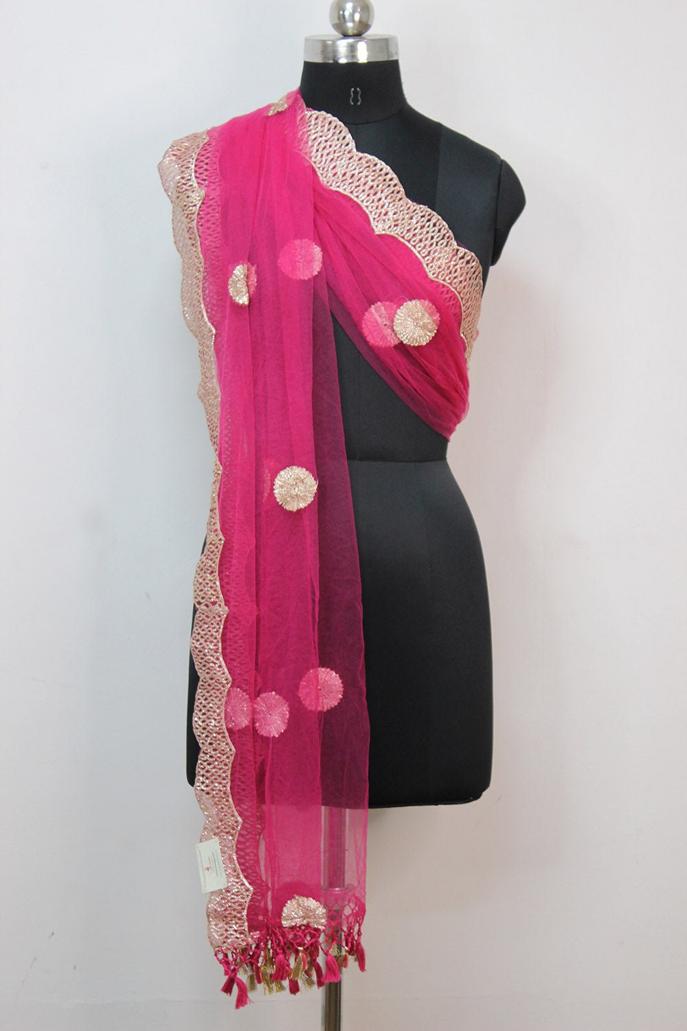 Pink Trendy Net Gota Work Dupatta - Luxurion World