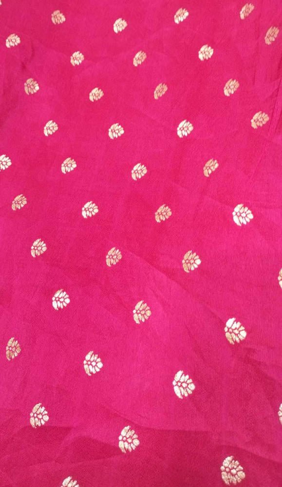 Pink Trendy Silk Zari Work Fabric (  1 Mtr ) - Luxurion World