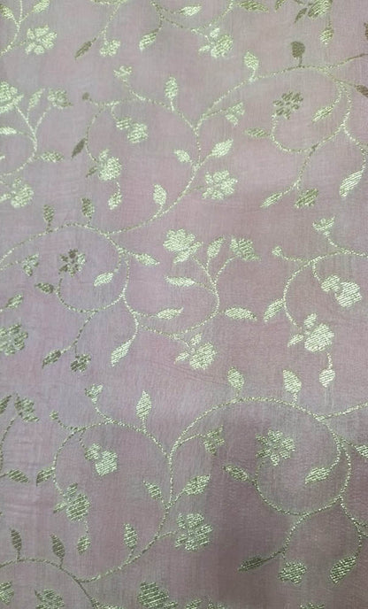 Pink Trendy Silk Zari Work Fabric (  1 Mtr )