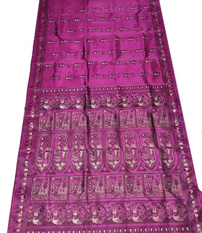 Pink  Handloom Baluchari Pure Silk Saree - Luxurion World