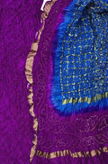Purple And Blue Bandhani Pure Silk Three Piece Unstitched Suit Set - Luxurion World