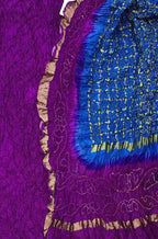 Purple And Blue Bandhani Pure Silk Three Piece Unstitched Suit Set - Luxurion World