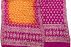 Purple And Orange Banarasi Bandhani Pure Georgette Three Piece Unstitched Suit Set - Luxurion World