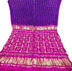 Purple And Pink Checks Bandhani Gajji Silk Gharchola Saree - Luxurion World
