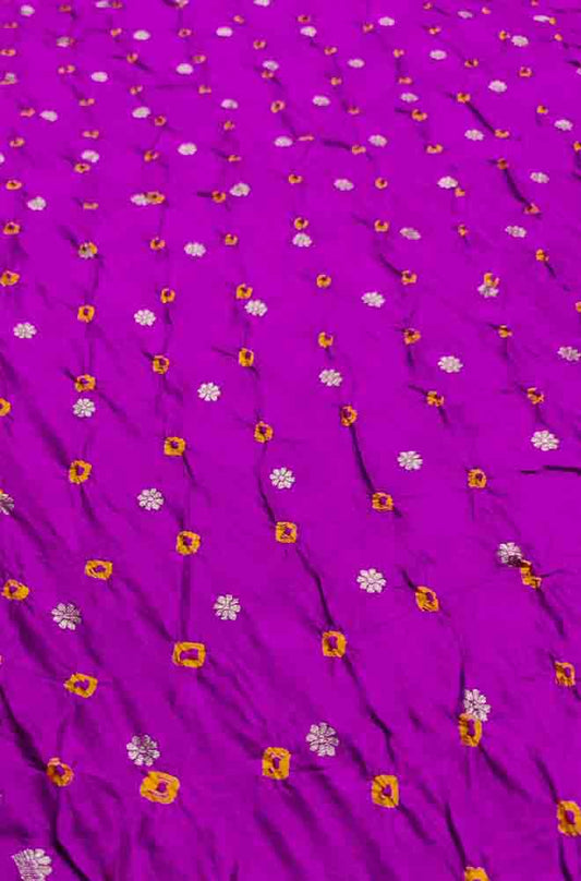 Purple Banarasi Bandhani Chiniya Silk Fabric ( 2.5 Mtr ) - Luxurion World