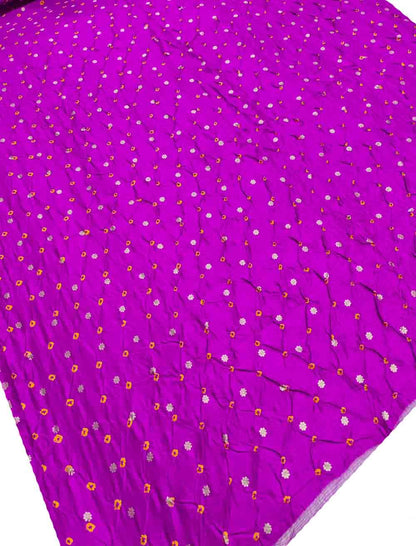 Purple Banarasi Bandhani Chiniya Silk Fabric ( 2.5 Mtr )