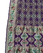 Purple Banarasi Bandhani Pure Georgette Meenakari Dupatta - Luxurion World