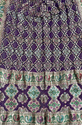 Purple Banarasi Bandhani Pure Georgette Meenakari Dupatta - Luxurion World