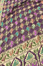 Purple Banarasi Bandhani Pure Georgette Meenakari Figure Motifs Dupatta - Luxurion World
