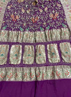 Purple Banarasi Bandhani Pure Georgette Tilfi Work Meenakari Dupatta - Luxurion World