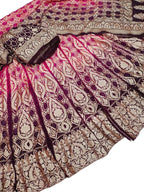 Purple Banarasi Bandhani Pure Georgette Unstitched Lehenga Set - Luxurion World