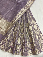 Purple Banarasi Chanderi Silk Unstitched Lehenga Set - Luxurion World