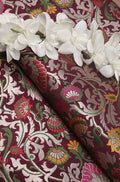 Purple Banarasi Kimkhwab Silk Meenakari Fabric ( 1 Mtr ) - Luxurion World