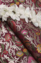 Purple Banarasi Kimkhwab Silk Meenakari Fabric ( 1 Mtr ) - Luxurion World