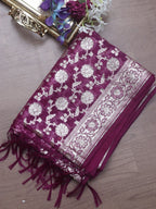 Purple Banarasi Organza Dupatta - Luxurion World