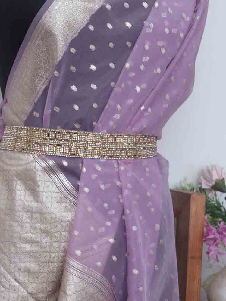 Purple Banarasi Organza Dupatta - Luxurion World