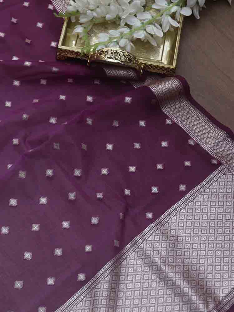 Stunning Purple Banarasi Organza Dupatta - Perfect for Ethnic Wear